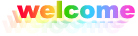 The word Welcome written in rainbow coloured text