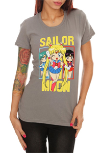 new sailor moon t-shirt from hot topic featuring chibi versions of sailor moon, mercury and mars