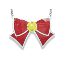 sailor moon glitter bow necklace