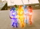 Sailor Luna, Venus, Moon, Mars, Mercury, and Jupiter performing a magical energy attack in the live-action Sailor Moon TV series PGSM.