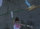 Sailor Jupiter with her spear weapon in the live-action Pretty Guardian Sailor Moon (PGSM) TV series' Final Act episode.