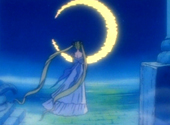 Princess Serenity looking at the Moon in the Sailor Moon anime series.