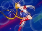 Sailor Moon transforming in the Sailor Moon anime series.