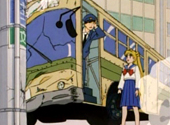 Sailor Moon: Serena and a crashed bus.