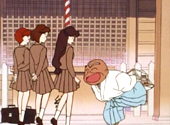 Sailor Moon: Raye's grandpa and some schoolgirls.