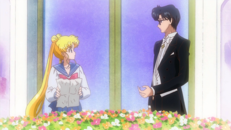 Mamoru meeting Usagi for the first time in Pretty Guardian Sailor Moon Crystal Act.1 Usagi - Sailor Moon anime episode.