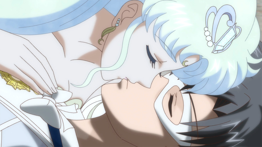 Neo Queen Serenity and King Endymion kissing from Sailor Moon Crystal Season 2.