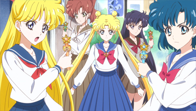 sailor guardians (sailor scouts) ready to transform in pretty guardian sailor moon crystal act.27 infinity 1 - premonition - part 1