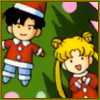 Sailor Moon Christmas icon featuring Tuxedo Mask and Serena.