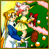 Sailor Moon Christmas icon featuring Usagi and Chibi Usa.