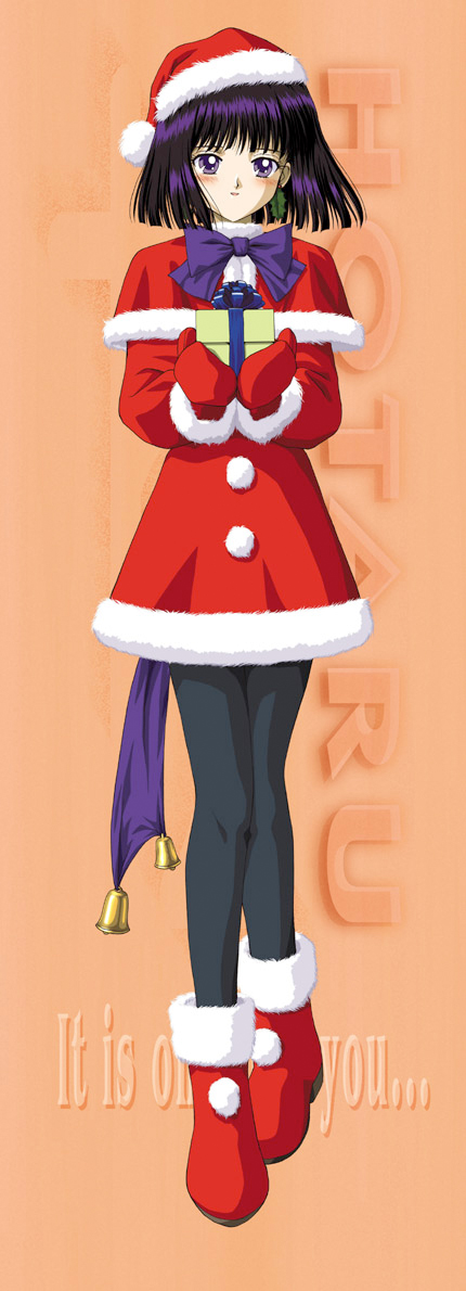 Sailor Moon Christmas image featuring Sailor Saturn in a Santa outfit.