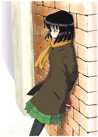 Sailor Moon Christmas image featuring Hotaru Tomoe in the snow.