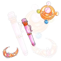 sailor moon's first transformation brooch, moon disguise pen and first tiara from the manga
