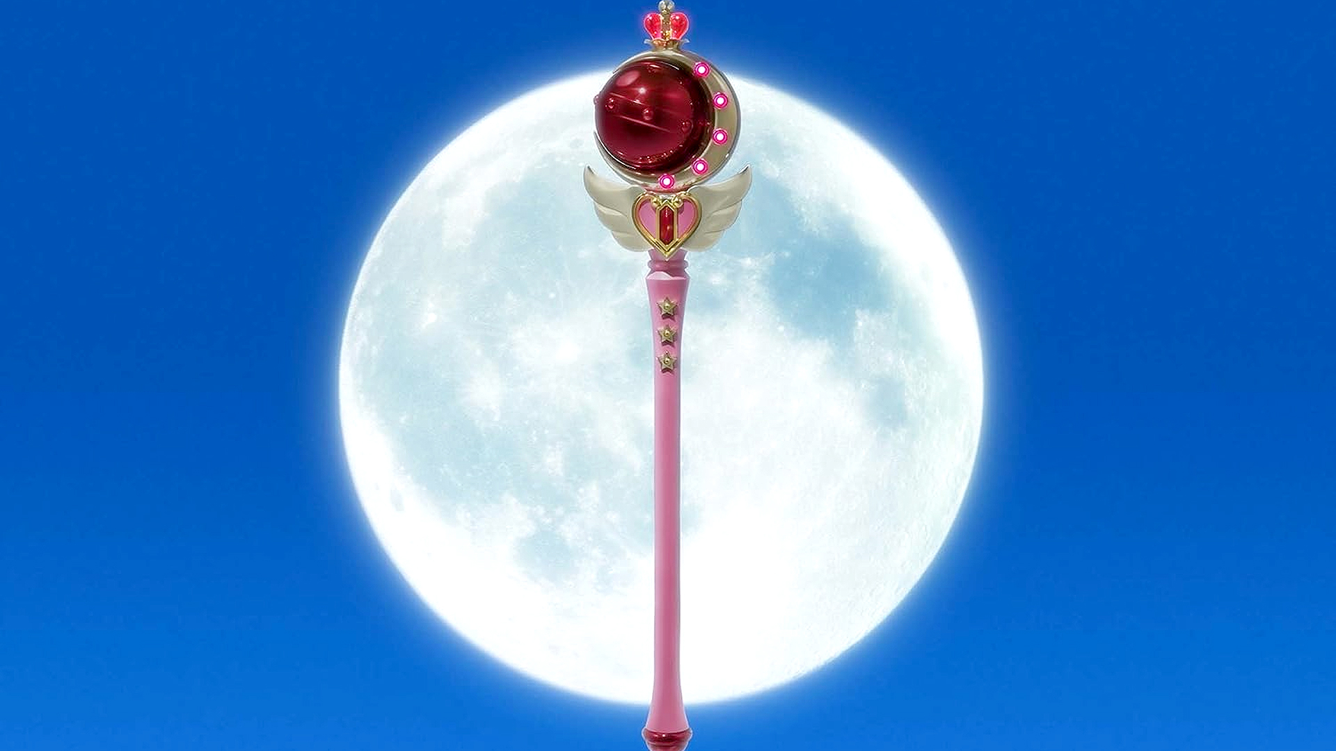 Sailor Moon Tamashii Nations Moon Sceptre/Cutie Moon Rod Proplica wand from Sailor Moon R 90's anime series.