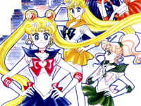 Classic Sailor Moon drawing of the Sailor Scouts.